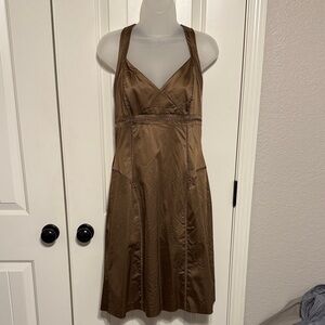 Brown Satin Halter Dress 8